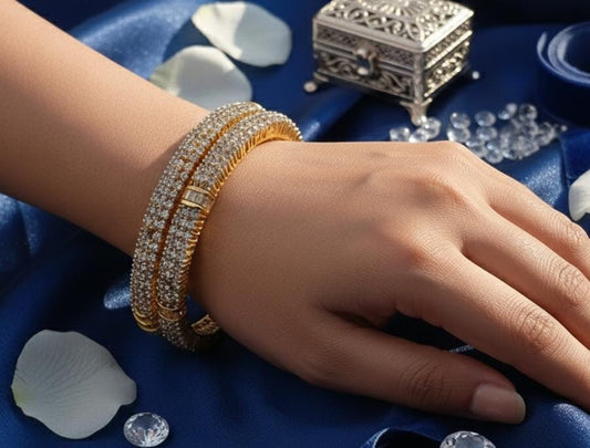 Celeste Glow - American Diamond Gold-Plated Bangles