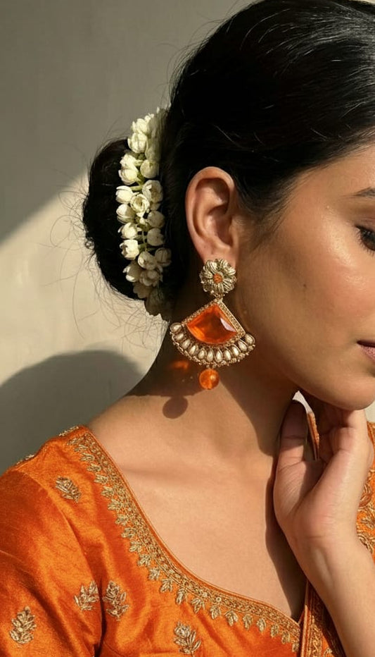 Fiery Amber Statement Earrings